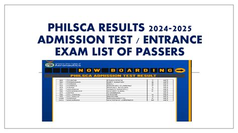 philsca entrance exam results 2024 2025 release date philippines|ANNOUNCEMENT: .